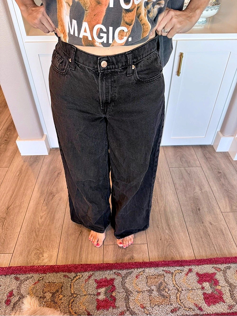 Gap Low Slung UltraSoft Extra Baggy Jeans Black Waist 27